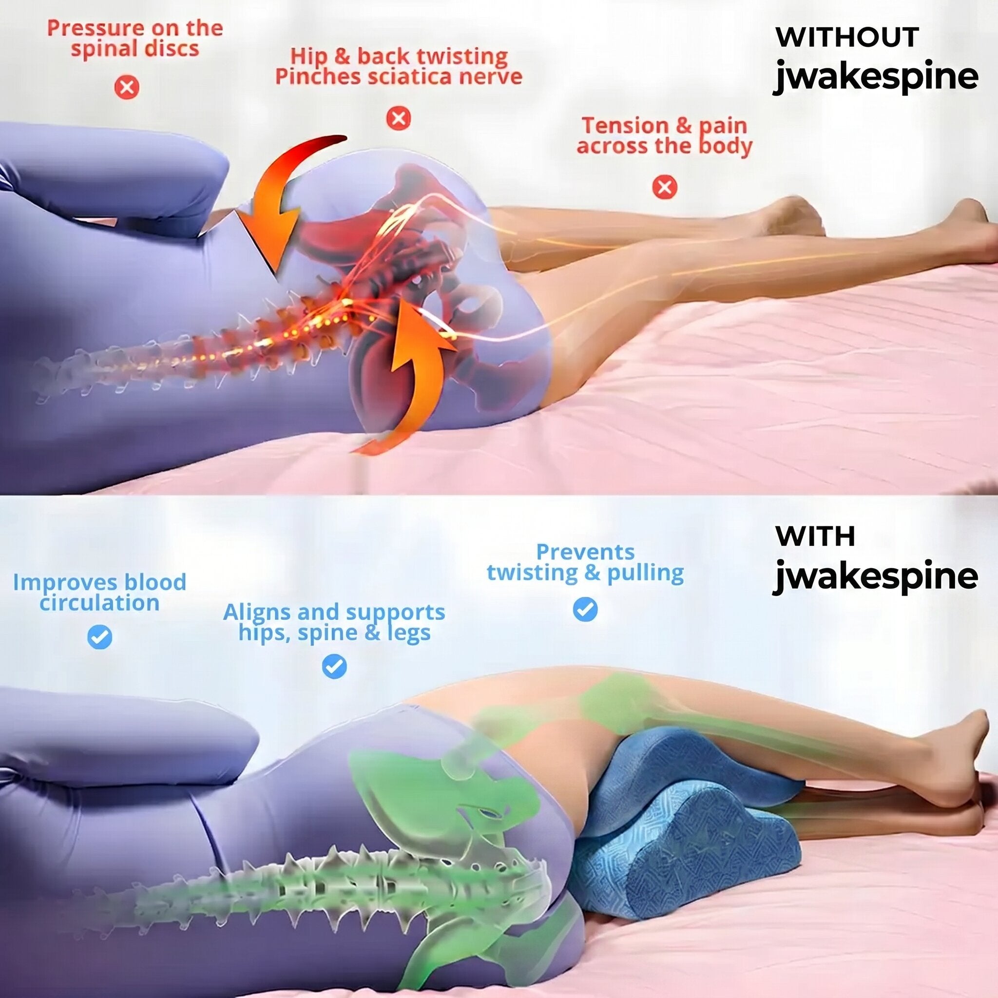Memory Cotton Leg Pillow Hollow Heart Pregnancy Side Sleeper Sciatica Orthopedic Sciatica Back Hip Relief Pillow For Bed, Sofa jWake