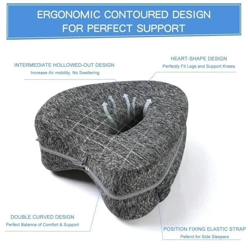 Memory Cotton Leg Pillow Hollow Heart Pregnancy Side Sleeper Sciatica Orthopedic Sciatica Back Hip Relief Pillow For Bed, Sofa jWake